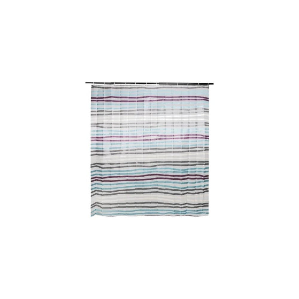 Sensea Shower Curtain Design With Lines Blue,Purple and Cream W180cmxH200cm