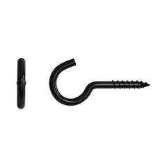 Standers Cup Hook Black Steel Screw 4 X 30Mm - 6 Pieces