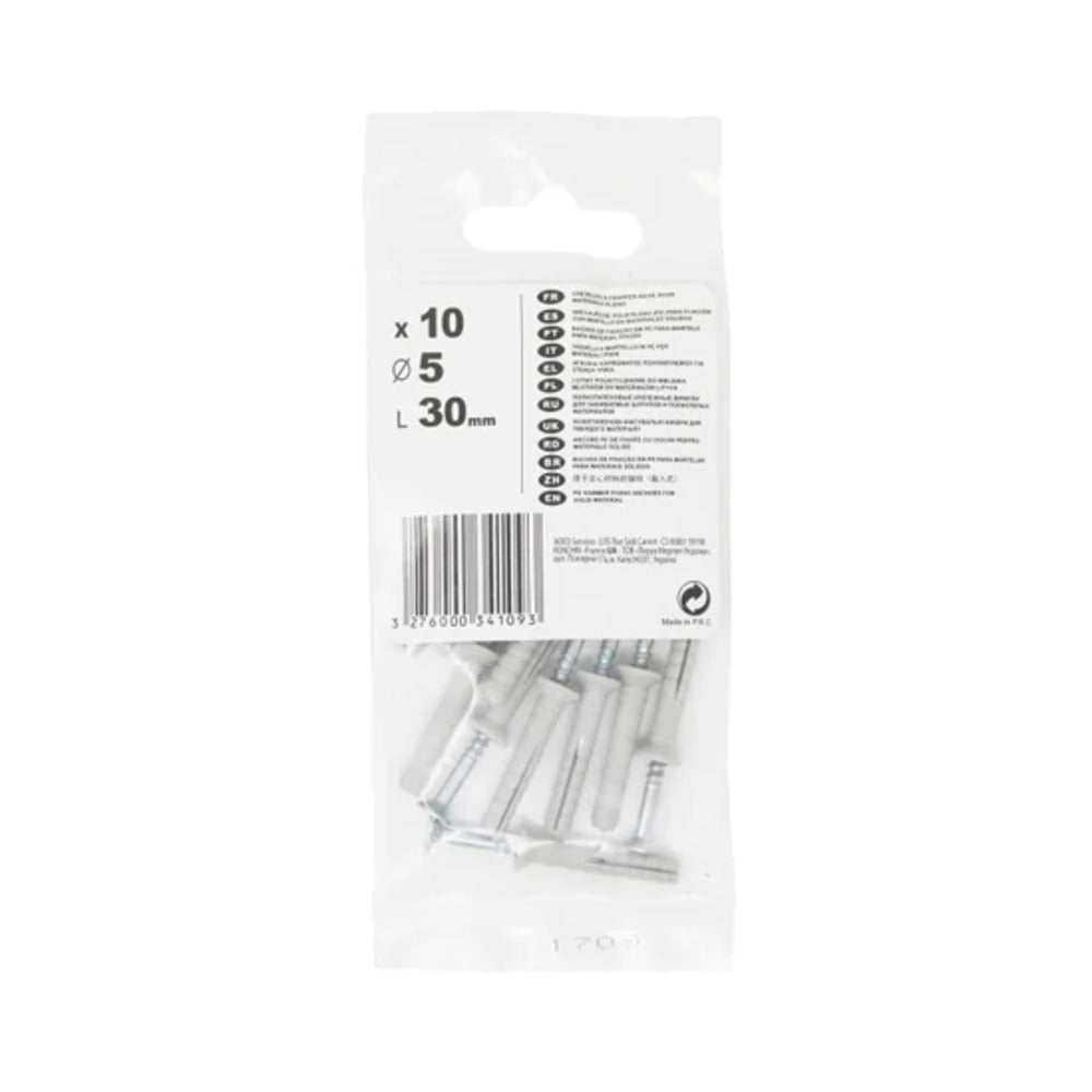 Standers Hammer-In Plugs With Screws 5 X 30Mm - 10 Pieces