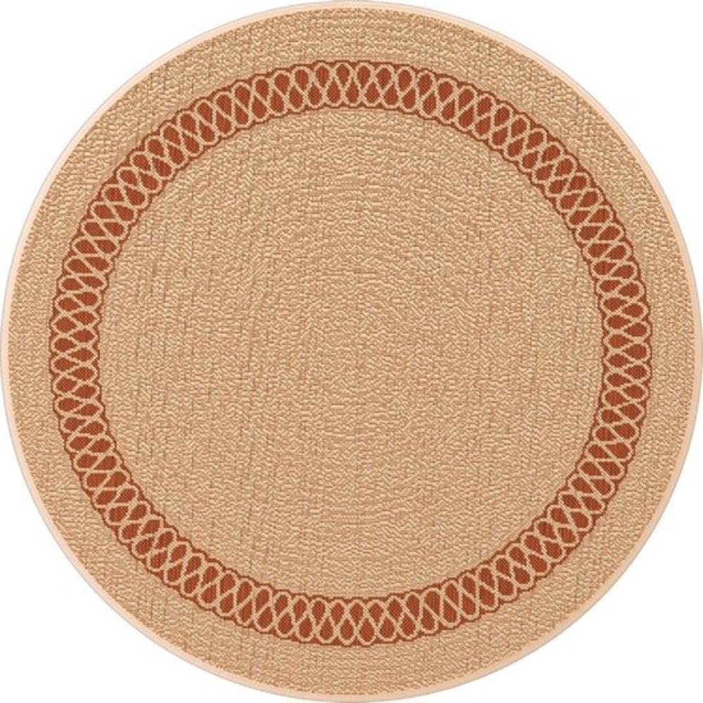 Inspire Shiva Round Rug 120cm - Beige/ Orange