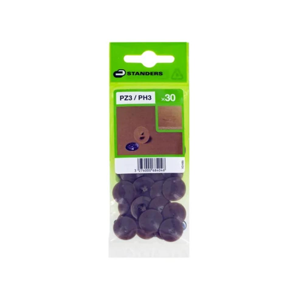 Standers Cover for PZ Screws - 30 Pieces Dark Brown