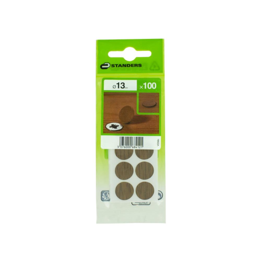 Standers Adhesive Covers for Screws 1.3cm - 100 Pieces Oak