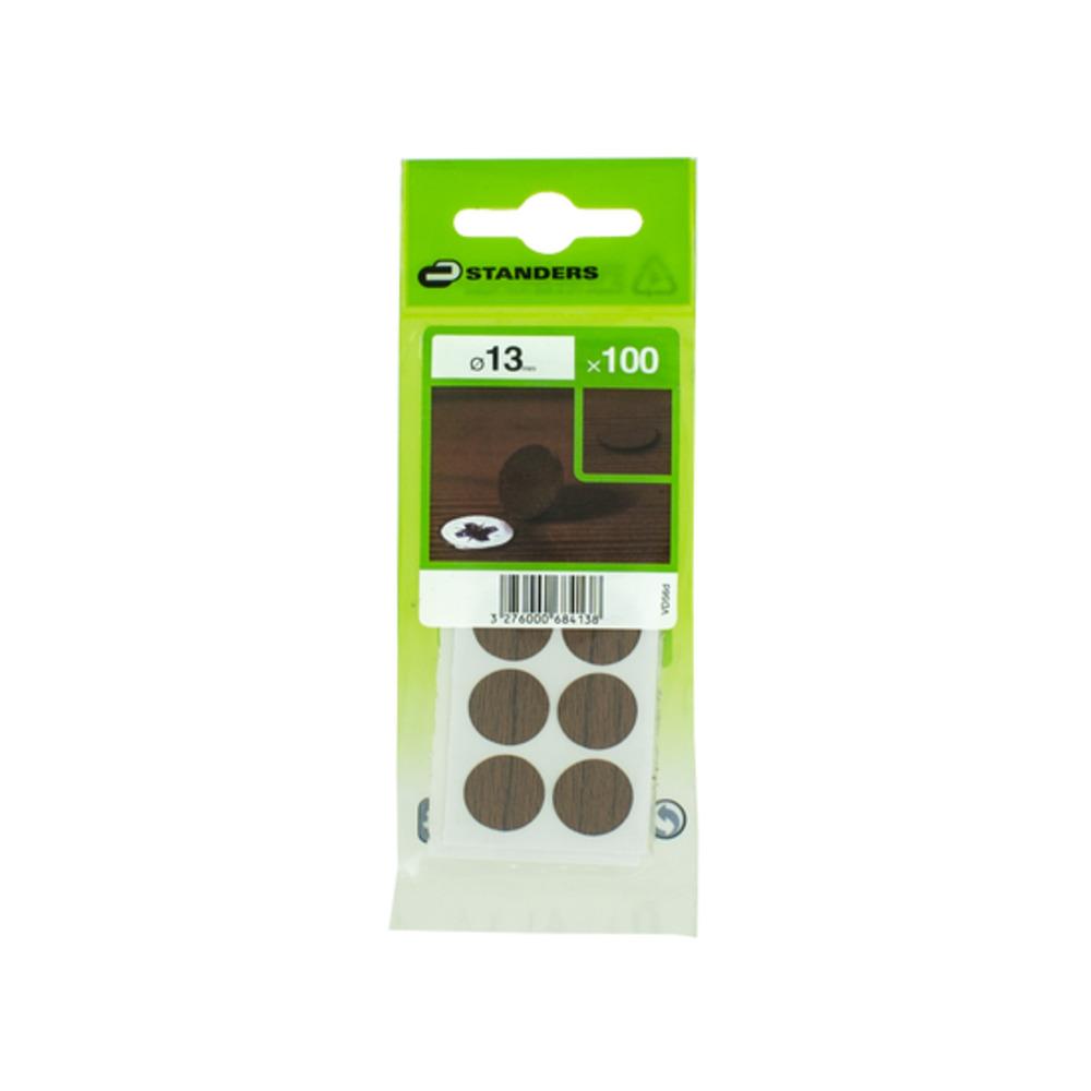 Standers Adhesive Covers for Screws 1.3cm - 100 Pieces Wenge