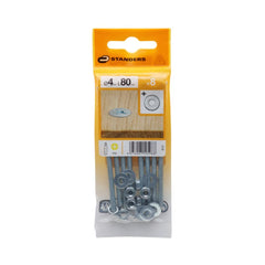 Standers Steel Screw with Washer and Nut 4 x 80mm - 8 Pieces