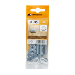 Standers B30 Hex Screw, Nut And 2 Washers Steel 8.8 WZP+CR3 6X50 6pc