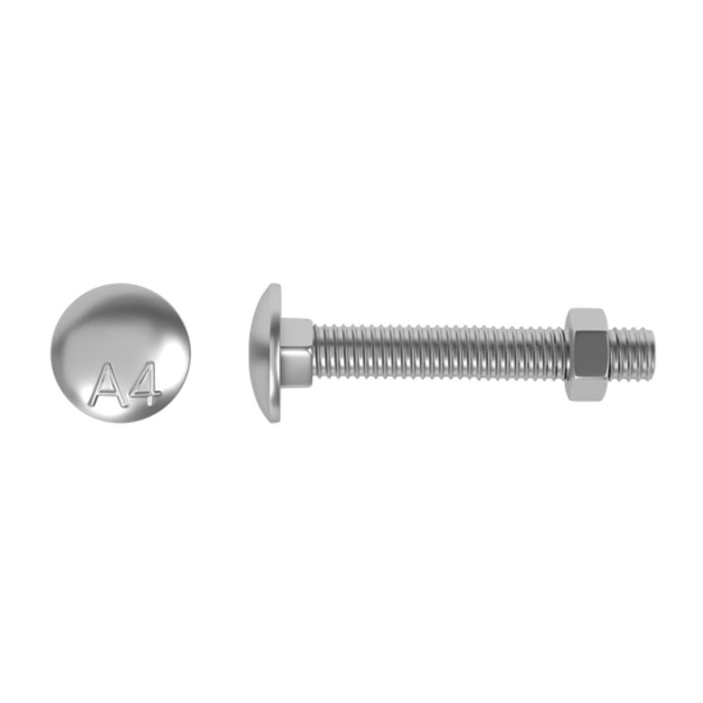 Standers Carriage Bolt And Nut S.Steel A4, 8X60, Polybag