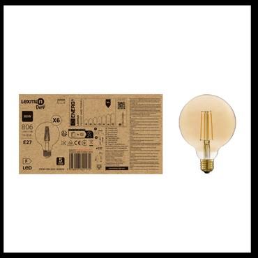 Lexman Led Bulb G125 E27 7.8W 806LM 2000K 330D 25000H AMBER CB