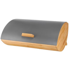 Scandi bamboo bread box, grey