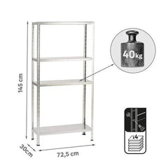 Metal Shelf 145X72,5X30, 40 Kg, 4 T Galva