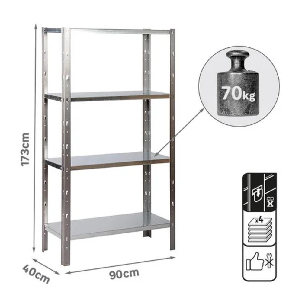 Metal Shelf 173X90X40, 70 Kg, 4 T Galva