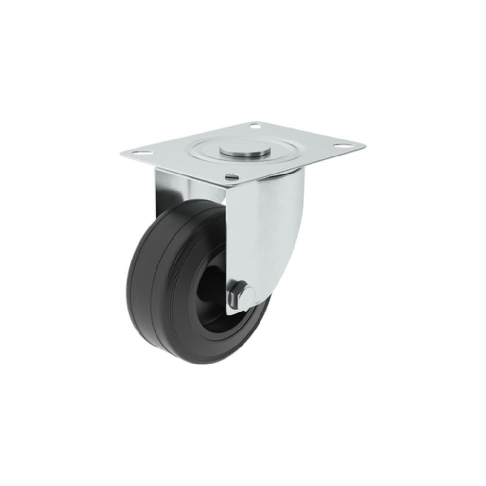 Standers 1 Caster 80Mm 360°, Plate , Indoor/Outdoor Black Wheel Anti Slide