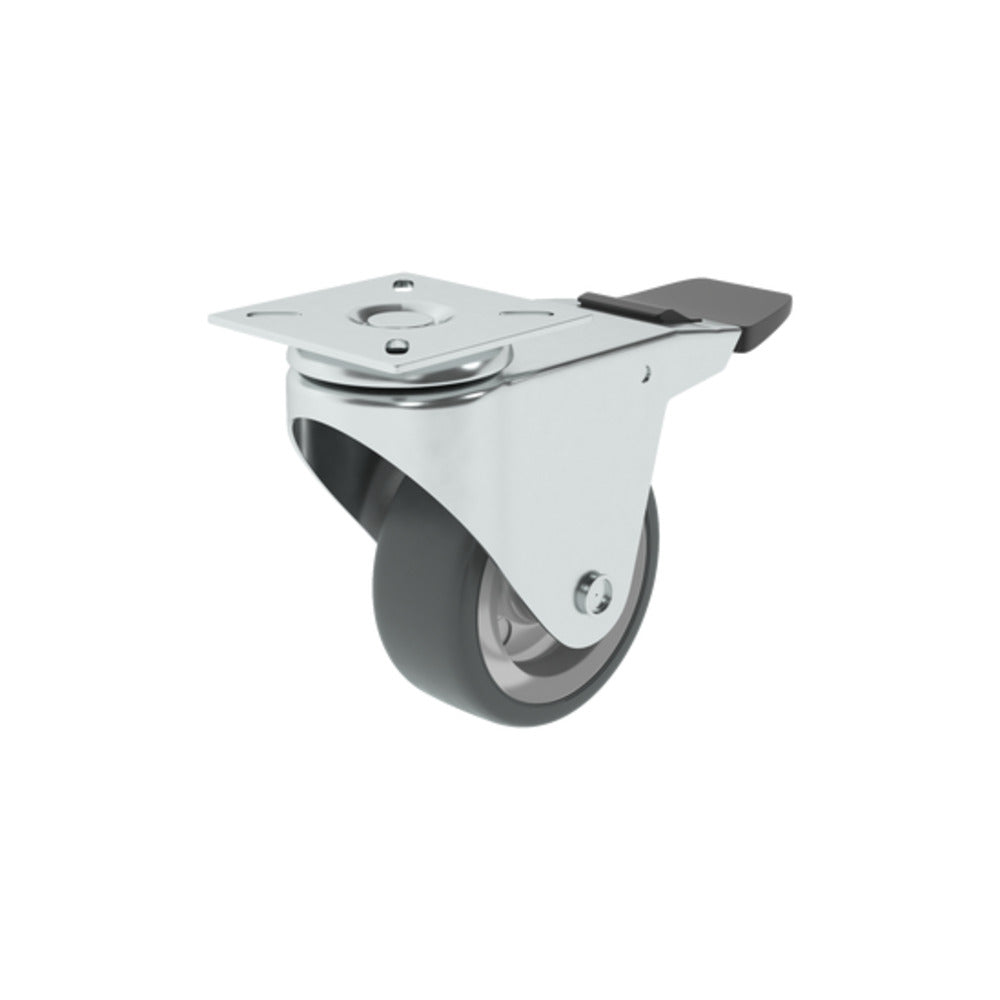 Standers 1 Caster 75Mm 360°, Plate, Plastic Brake, Anti Slide Anti-Scuffmark