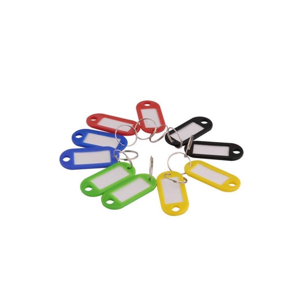 Standers Plastic Key Ring Tag Holders in Assorted Colours - 10 Pieces