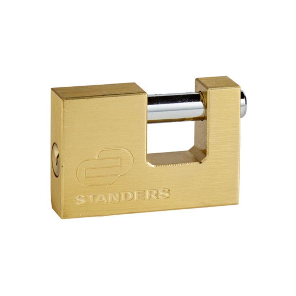 Standers 1 Garage Outdoor Key Padlock Horizontal Shackle 75Mm, Brass,