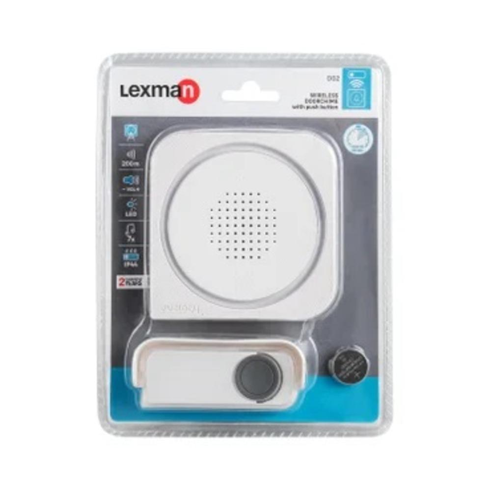 Lexman Doorchime Kit Wireless,Plug With Battery Button White,