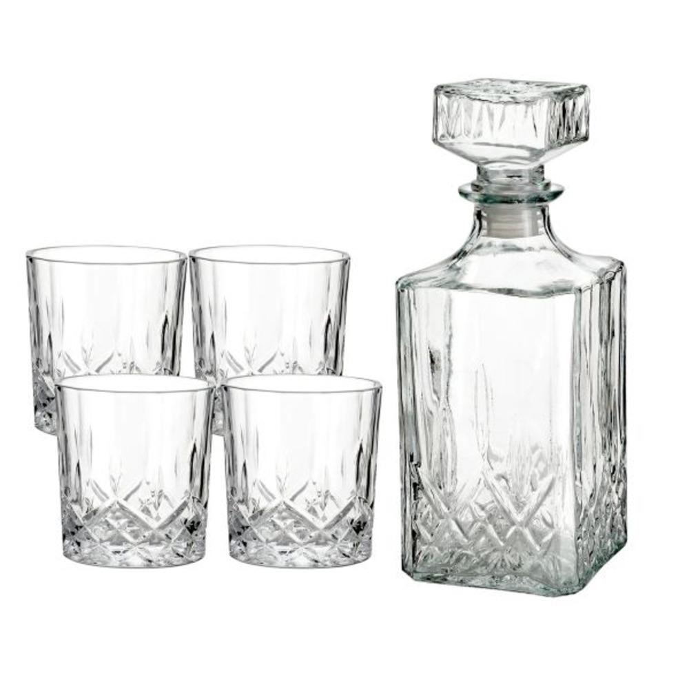 Homla Jaqin Whiskey Carafe with Glasses Set of 5 Pieces - Transparent