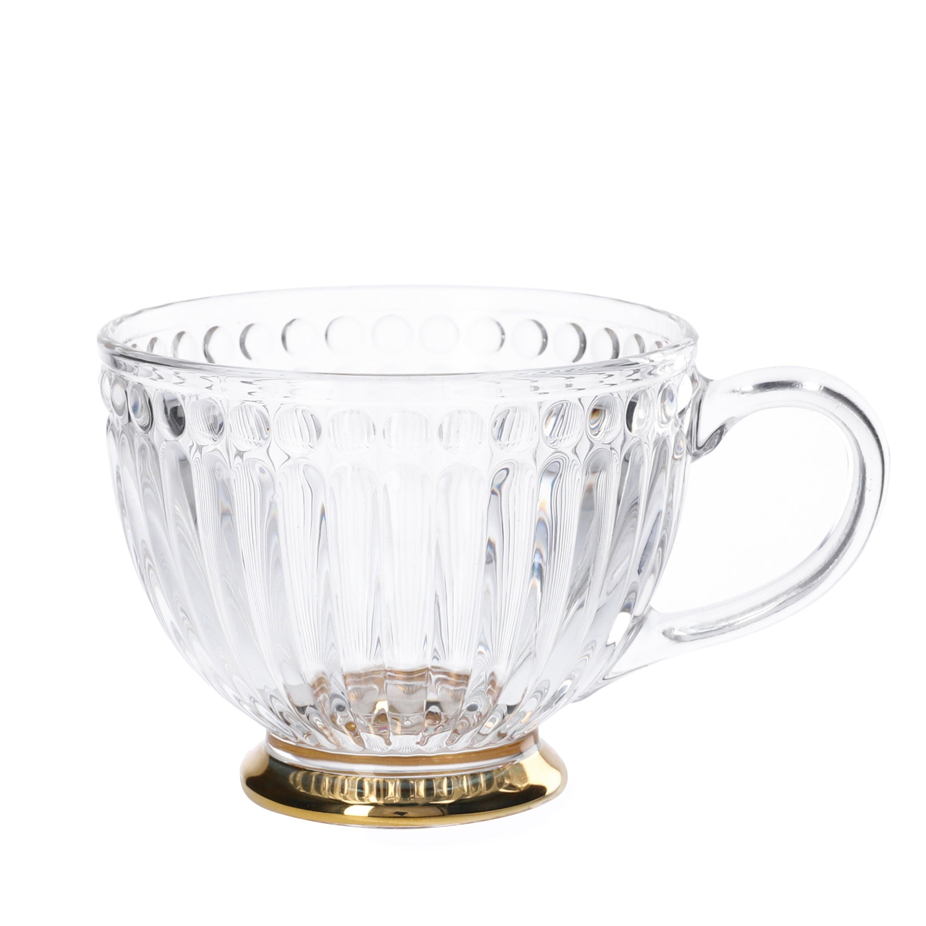 Homla Barrel Glass Cup 360ml - Transparent with Gold Base