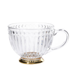 Homla Barrel Glass Cup 360ml - Transparent with Gold Base