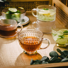 Homla Barrel Glass Cup 360ml - Transparent with Gold Base