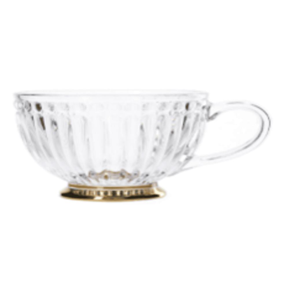 Homla Barrel Glass Cup 360ml - Transparent with Gold Base