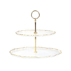 Homla Lisala 2 Tier Cake Stand 21/ 28cm - Transparent with Gold Rim