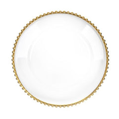 Homla Golden Rant Plastic Plate 33cm - Transparent with Gold Rim