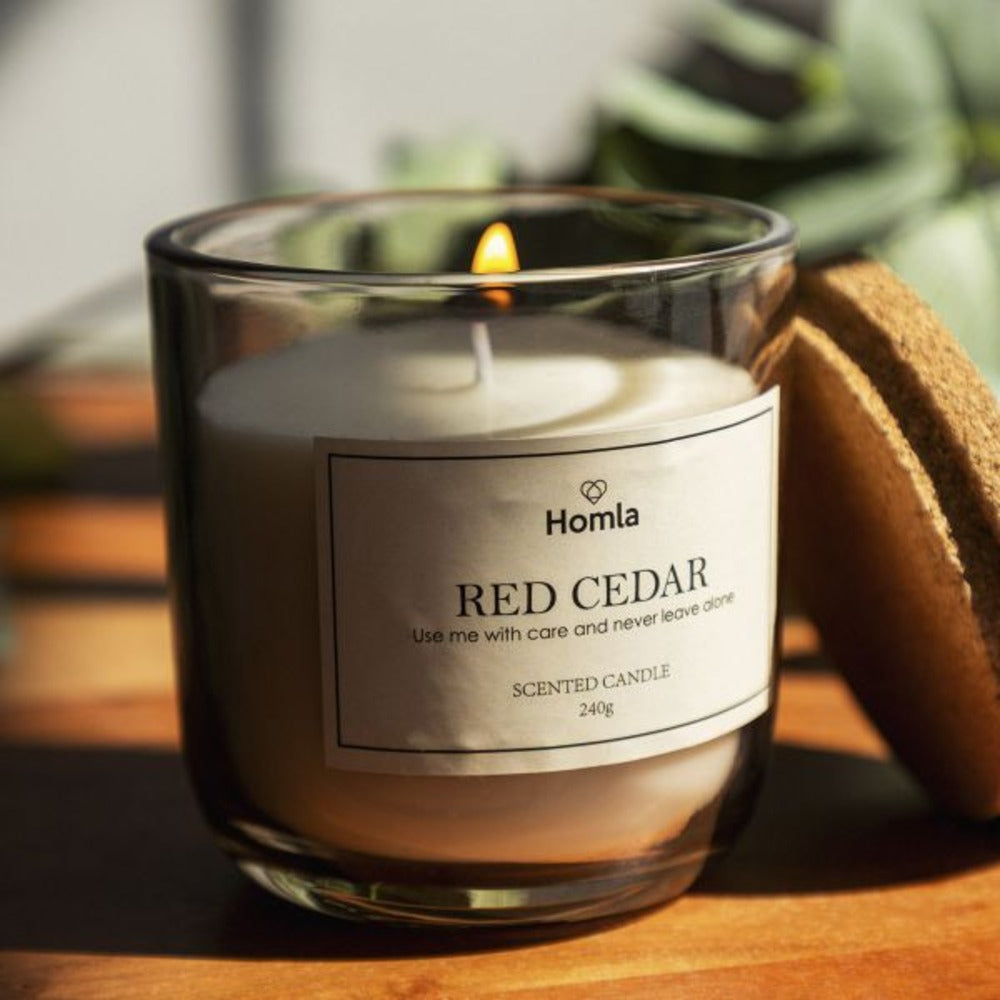 Homla Verde Red Cedar Scented Candle 240g - Beige