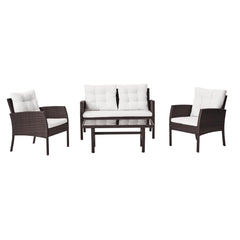 Amos Sofa Set For 4 Persons - Steel Wicker Brown