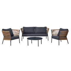 Fuji Sofa Set For 4 Persons - Steel Wicker Dark Grey,