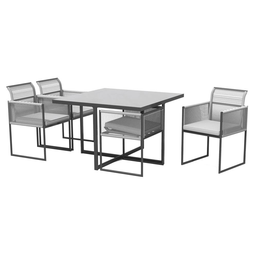 Naterial Compass Dining Set With 4 Armchairs Dark Grey 110x110x74cm