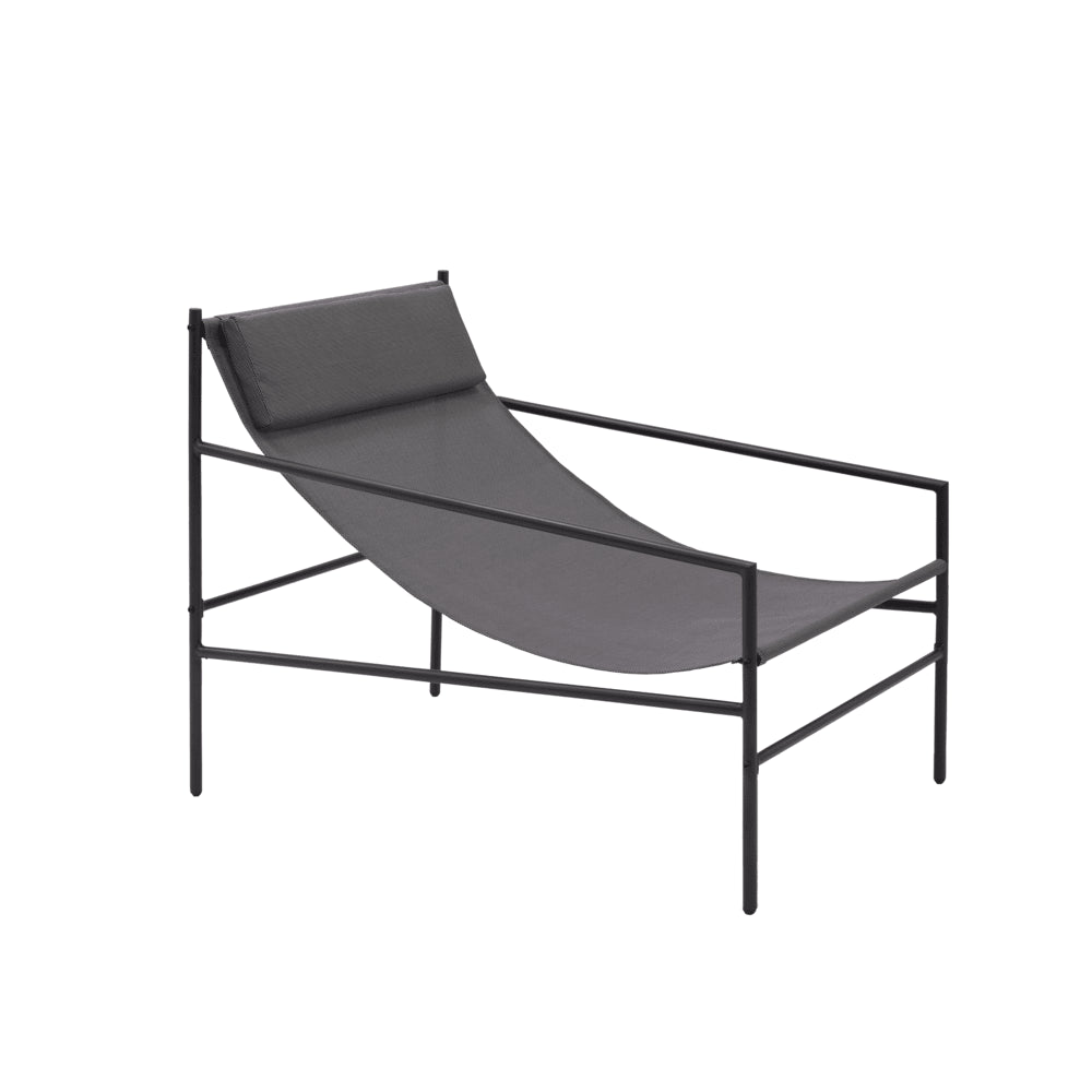 Naterial Rio Steel KD Sun Lounger With Headrest Dark Grey,