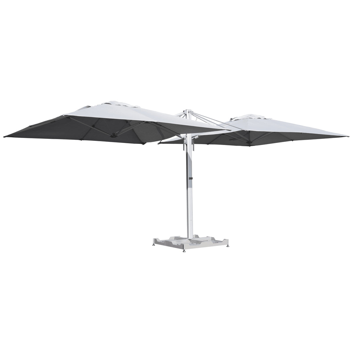 Naterial Sombra Double Umbrella in Aluminium 6.2m by 2.95m by 2.67cm - Light Grey