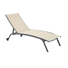 Rivera Sun Lounger With Wheels And Adjustable Back Beige