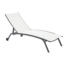 Rivera Sun Lounger With Wheels And Adjustable Back White