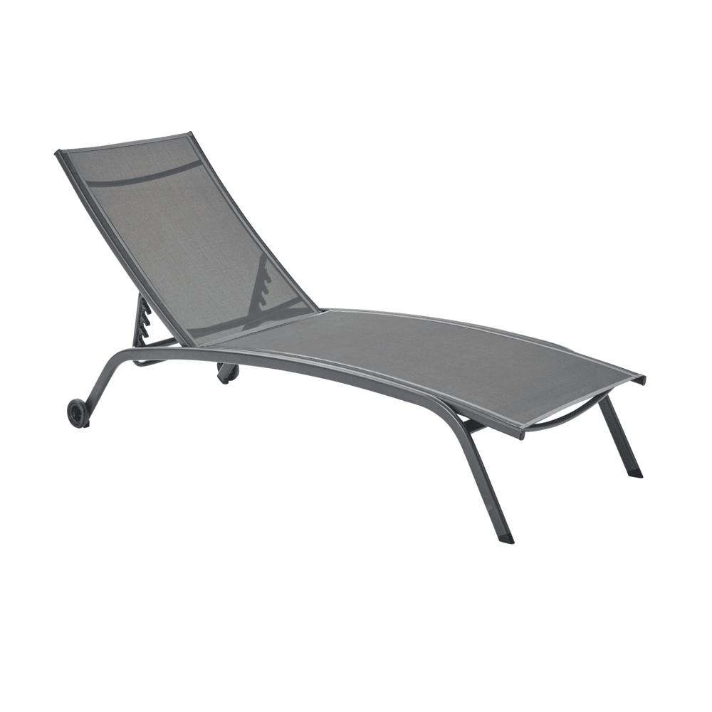 Rivera Sun Lounger With Wheels And Adjustable Back Dark Grey