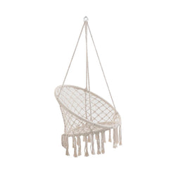 Hammock Chair With Fringe Poly-Cotton Rope D82xH131cm Natural