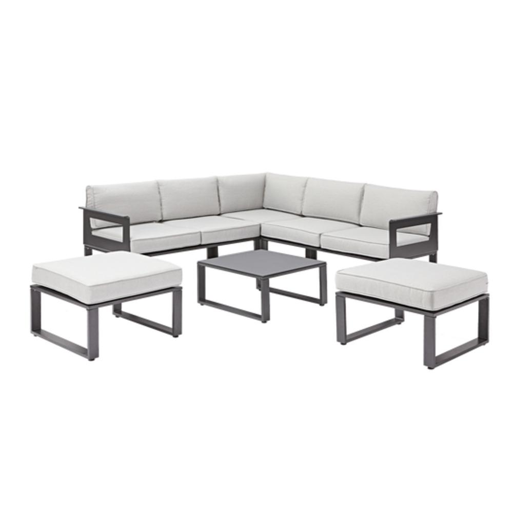 Naterial Odyssea Corner Sofa Set Including 2 Stools & Coffee Table Dark Grey