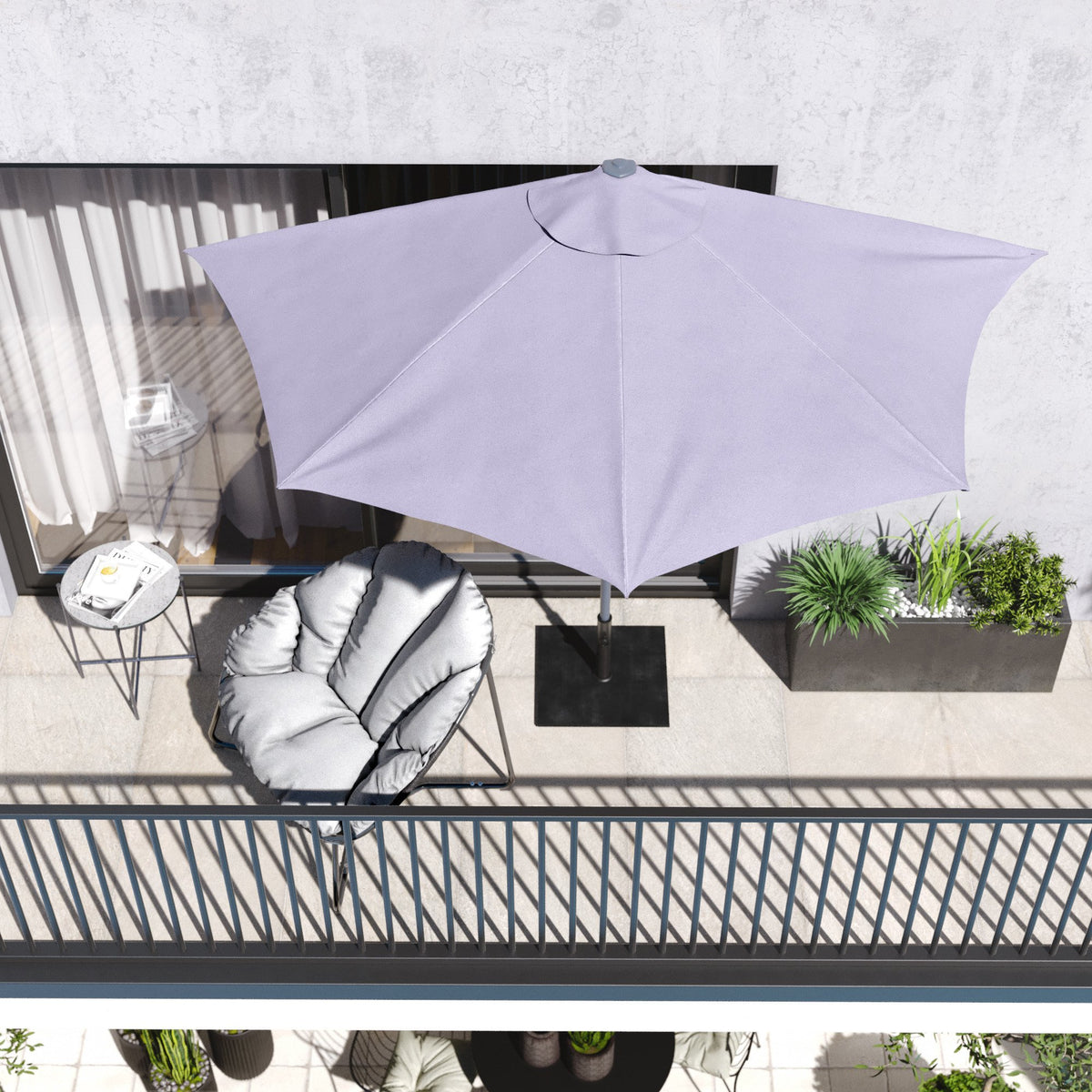 Naterial Arkea Balcony Umbrella Half Round 270x135cm Granit