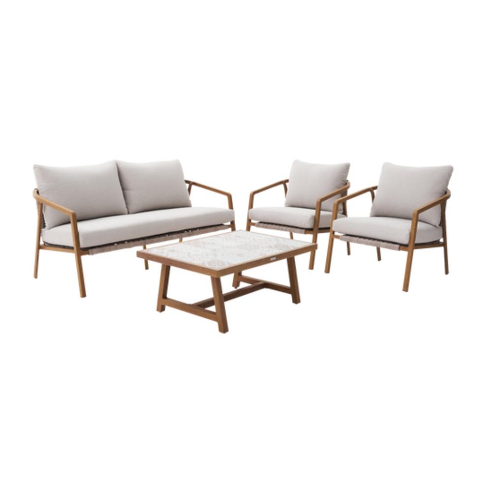 Naterial Gaia Sofa Set For 4 Persons + Coffee Table Wood Effect