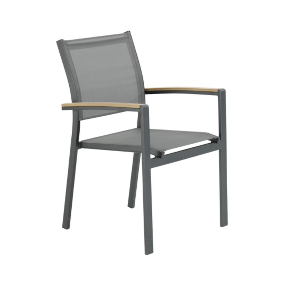 Naterial Clara Dining Armchair Aluminium Synthetic Wood Dark Grey