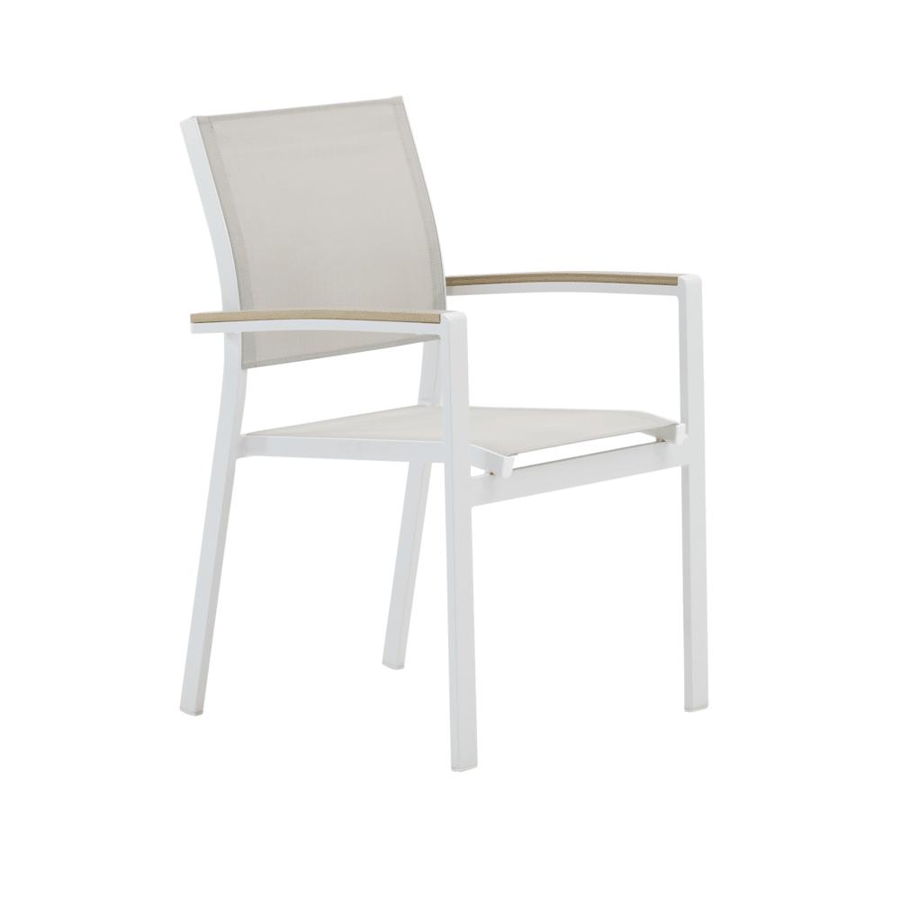 Naterial Clara Dining Armchair Aluminium Synthetic Wood White