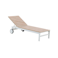 Naterial Clara Sun Lounger With Wheels Aluminum Synthetic Wood White