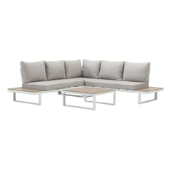 Naterial Clara Corner Sofa Set For 5 Perosns Aluminum Synthetic Wood White