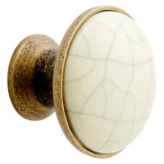 Inspire,Knob Crackle Dia .29 Mm Ceramic/Zamac, Wht/Antbr 2 Pcs,