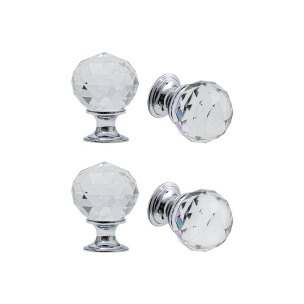 Inspire Knob Wilson D30 Mm Acrylic Glass Transparent/ Chrome Base 4 Pcs,