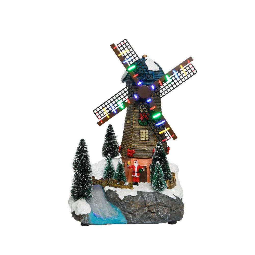 Lumineo BO Led Polyresin Windmill 21 x 17 x 30cm