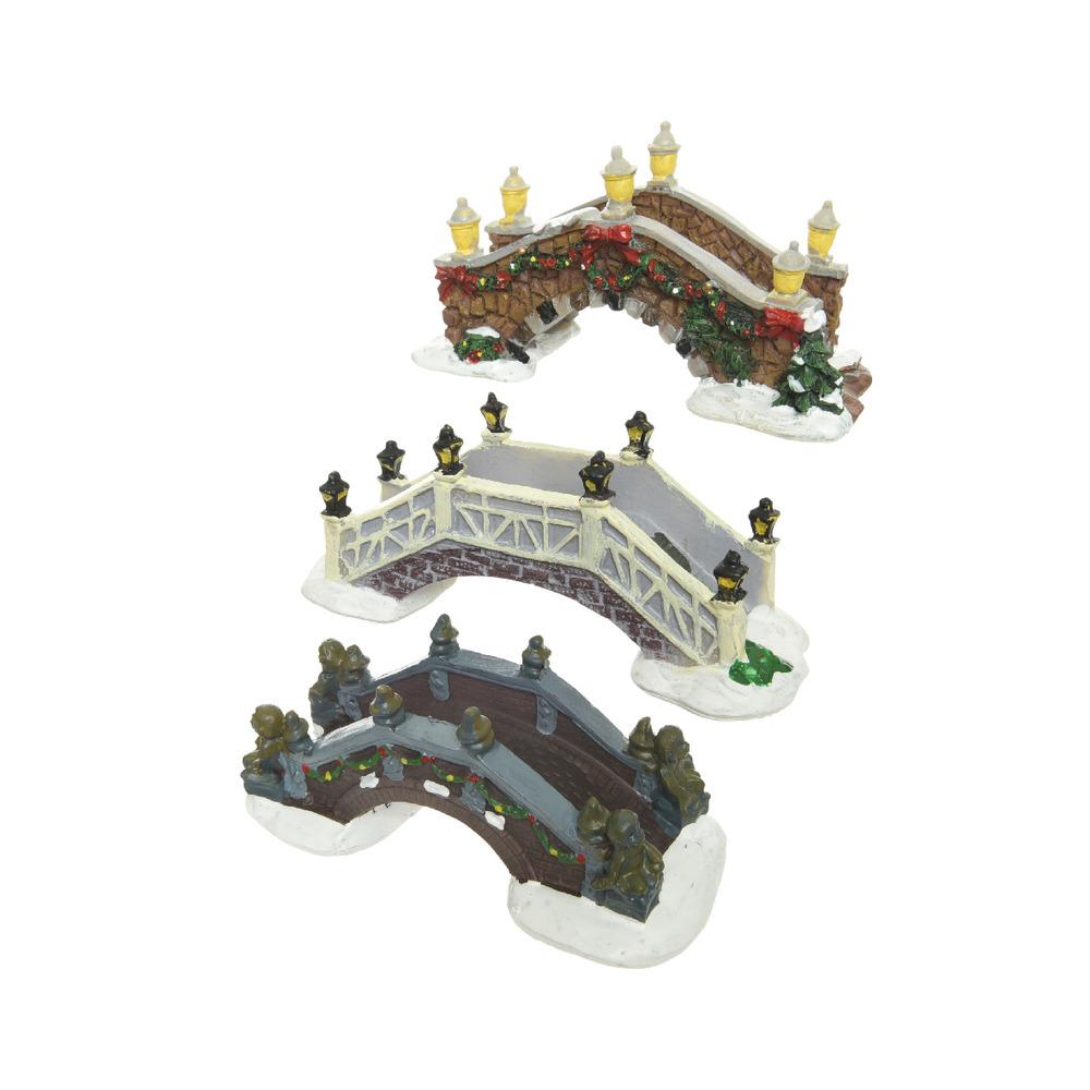 Lumineo Polyresin Village Bridge - 3 Assorted