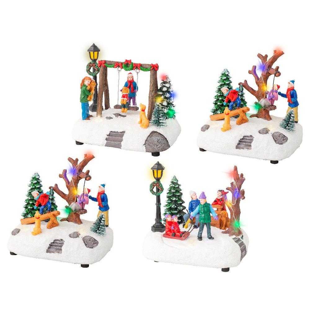 Lumineo BO Micro-Led Polyresin Playground Scenery 10 x 13 x 12cm - 4 Assorted