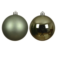 Decoris Shatterproof Bauble Box of 4 Pieces 10cm - Rosemary Green