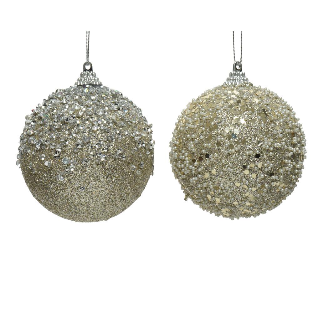 Decoris Foam Bauble with Beads and Diamonds 8cm - 2 Assorted Colours